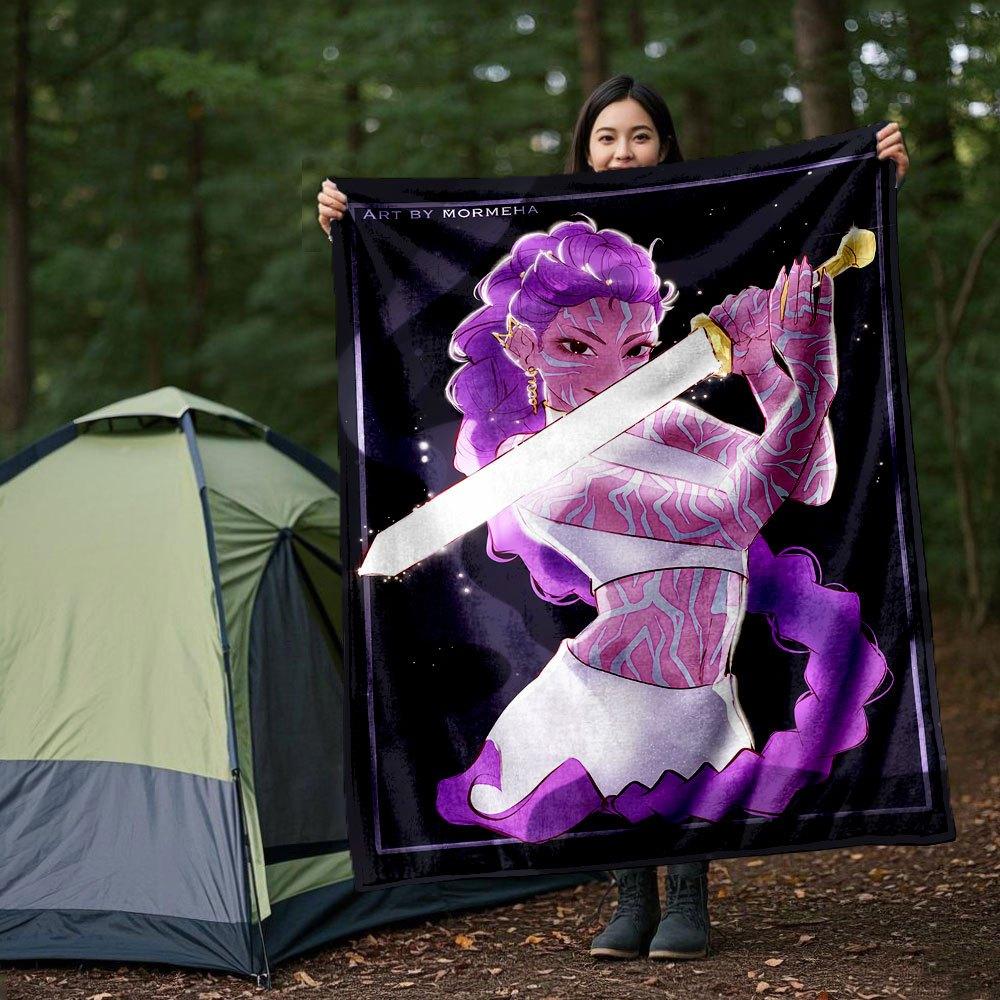 "Vivid Purple Fantasy Warrior Art Print - Limited Edition"Blanket Lightweight Flannel Throw Blanket for Sofa, Bed, Travel, Camping, Livingro