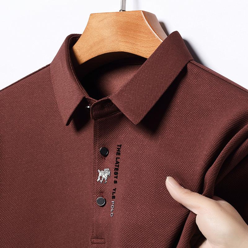 New Spring and Autumn Men's Long-sleeved T-shirts for Young and Middle-aged People Anti-wrinkle No-iron Long-sleeved Tops