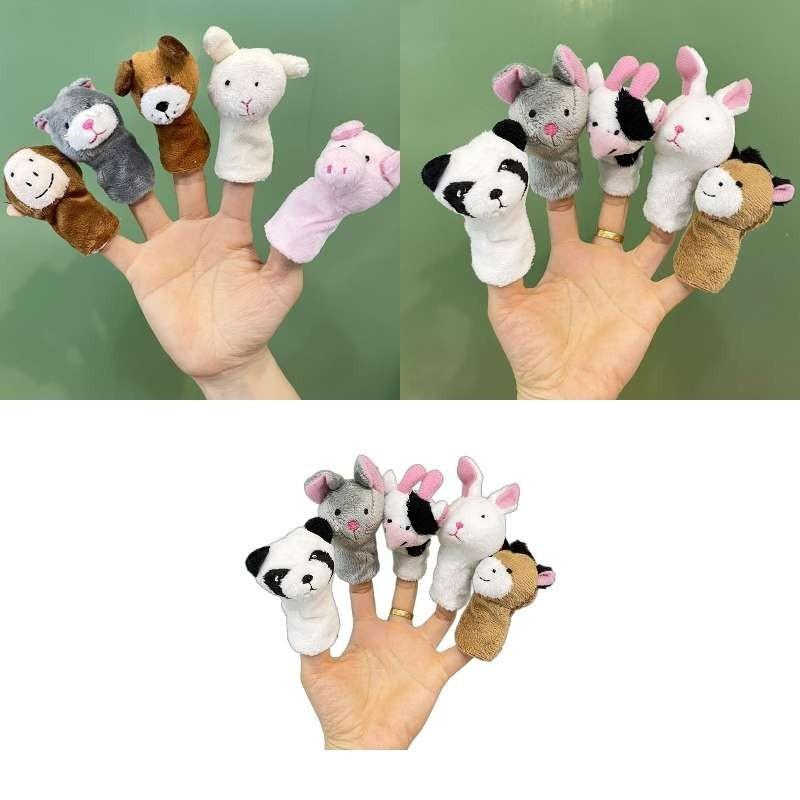 Cute Bunny Plush Finger Puppet Toy Set For Kids Soft Short Plush Fill White 9cm