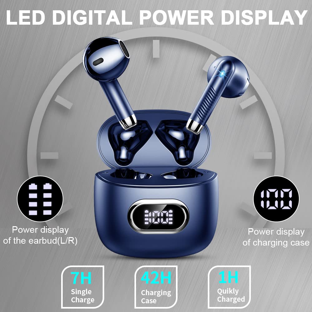 Bluetooth Wireless Earbuds Hottest Bluetooth Earphones with 42 Hours of Bluetooth Automatic IPX7 ENC Noise Sound Fast LED Compact and Compatible with