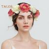 Čelenka s imitací růže květ Retro falešný květinový dekor Korunní čelenka Dámská čelenka do vlasů Hoop Party Dekor