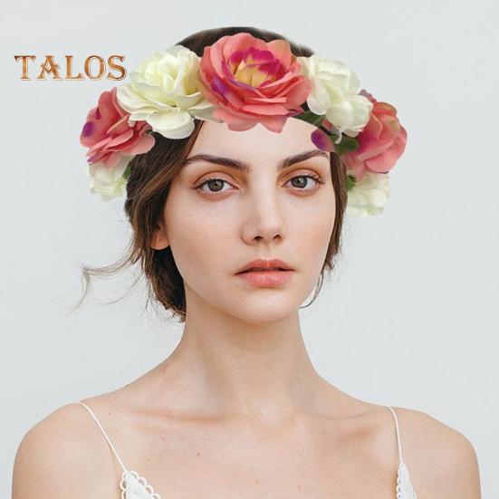 Imitation Rose Flower Headband Retro Fake Flower Decor Crown Headband Women Headpiece Hair Hoop Party Decor