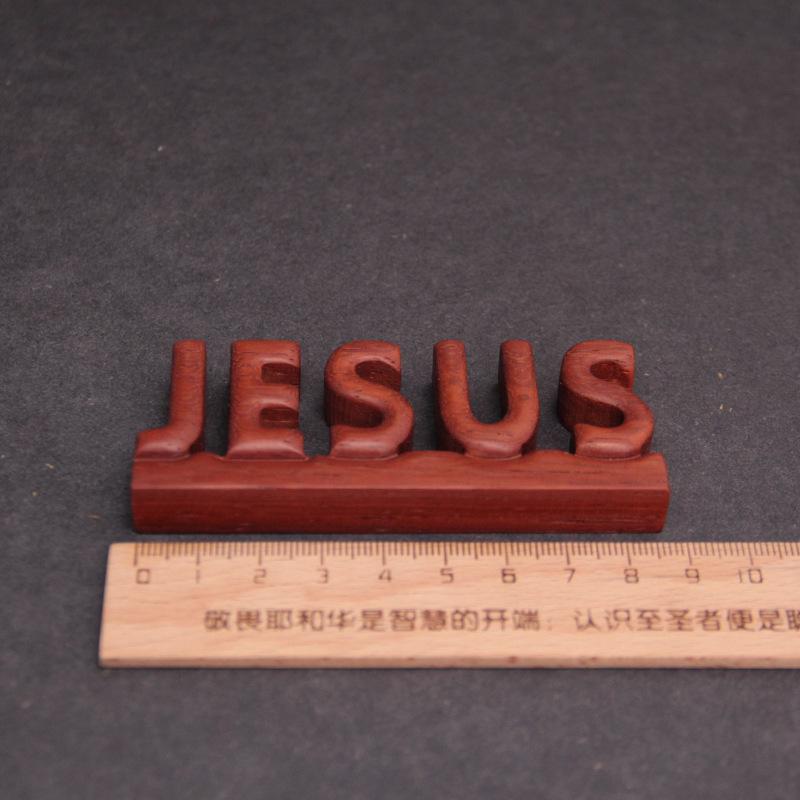 Simple Red Rosewood Hollowed Out Carving Jesus Cross Home Accessories