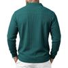 Men S Waffle Knit Long Sleeve Polo Shirt Casual Autumn