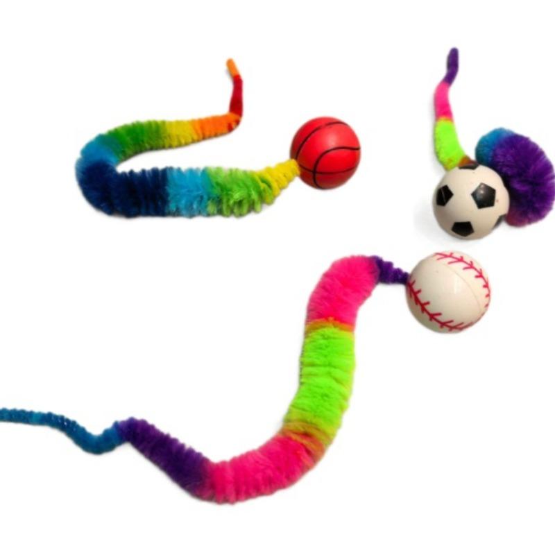 Cat Interactive Toys Tickle Cat Colorful Bouncing Ball Pet Supplies Puzzle Teasing Indoor Cat Worm Caterpillar Elastic Toy