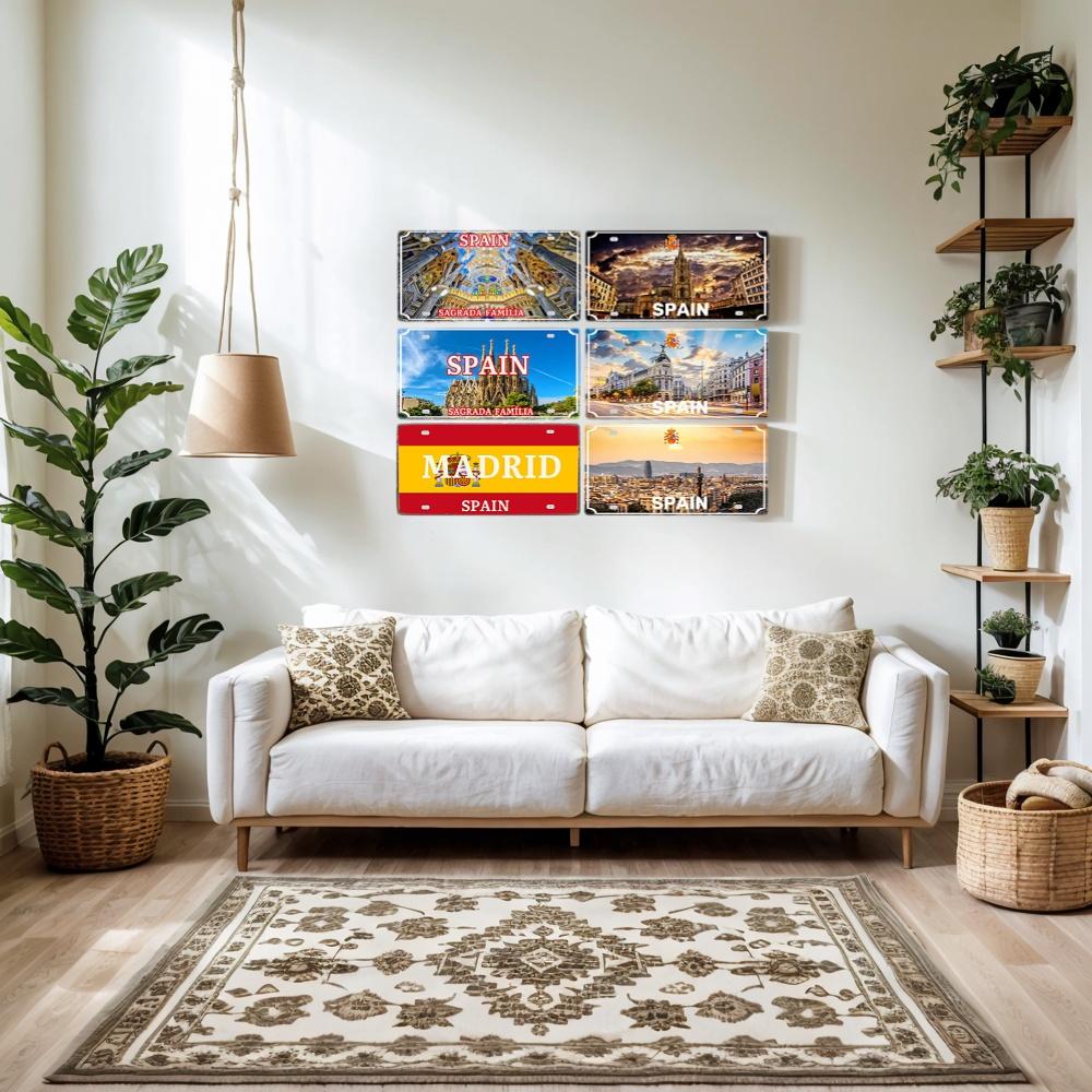 YZFQ Spain Madrid  Vintage Metal Sign Barcelona Tin Plate Tourist Souvenir For Wall  Bar Garage Home Decor 12X6inch JM-0174