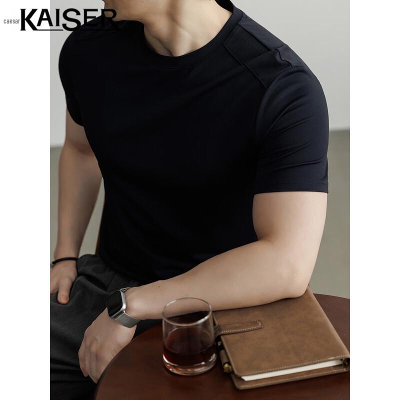 Kaiser Men's Linen Silk Blend Breathable Crew Neck T-Shirt