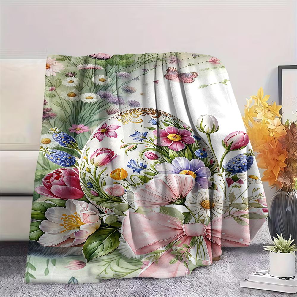 Easter egg Print Flannel Blanket,High quality Comfortable for All Seasons,Home Decor,Warmth and Comfort,Perfect for Christmas Gifts