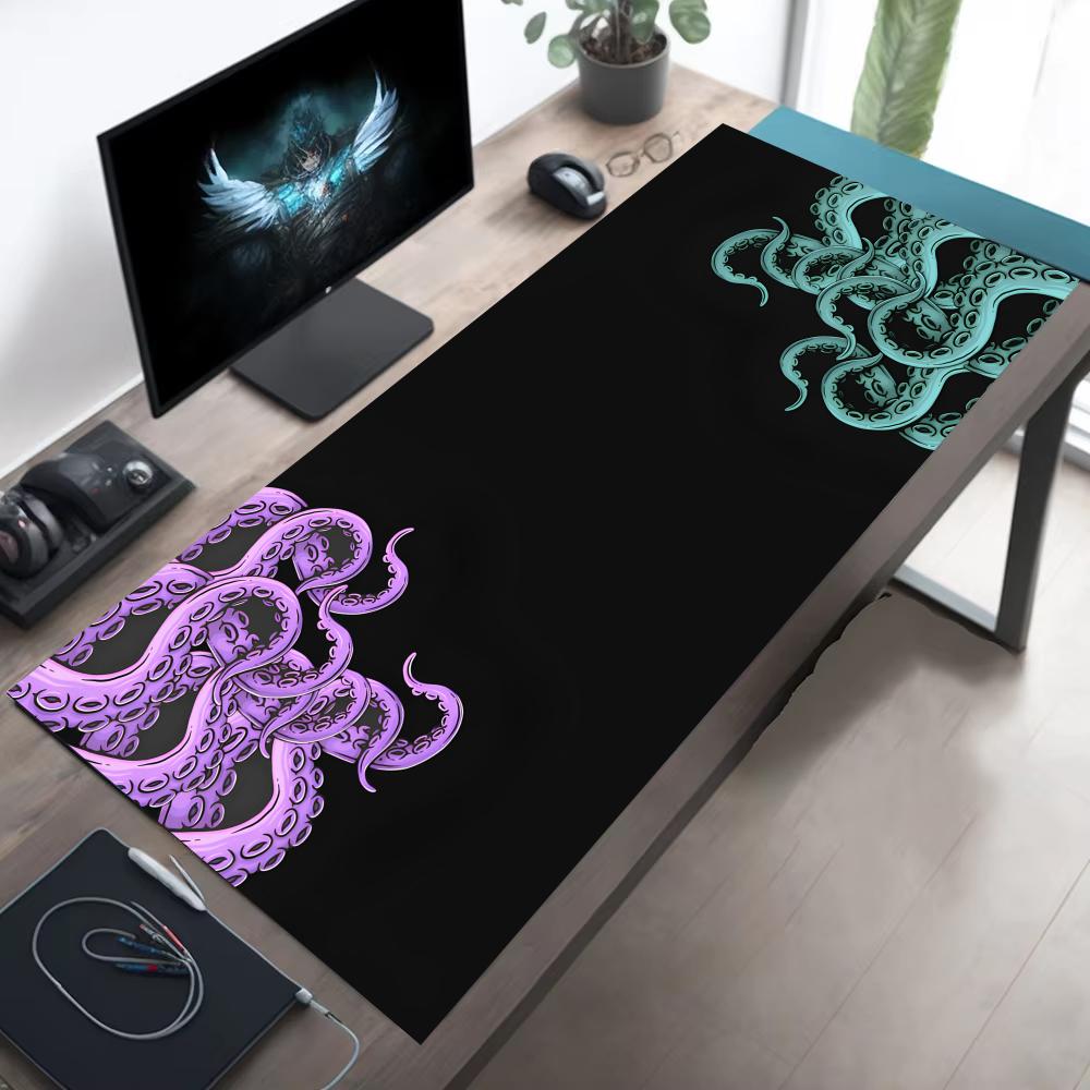 Lila bläckfisktentakler Stor musmatta PC-spel Non-slip Tvättbar tangentbordsmatta för skrivbord för spelare Kontorsinredning Lång musmatta