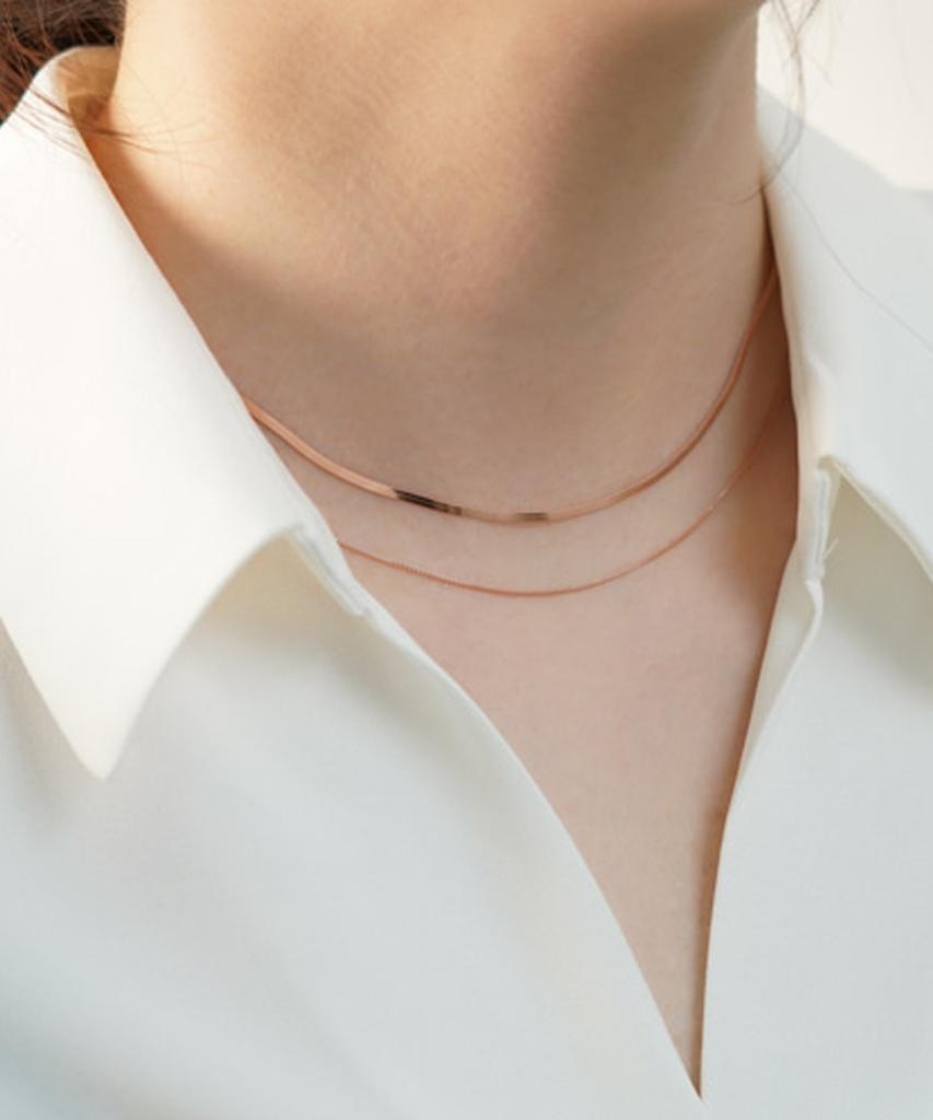 Alleun Silver 925 Square Snake Chain Layered Silver Chain Necklace