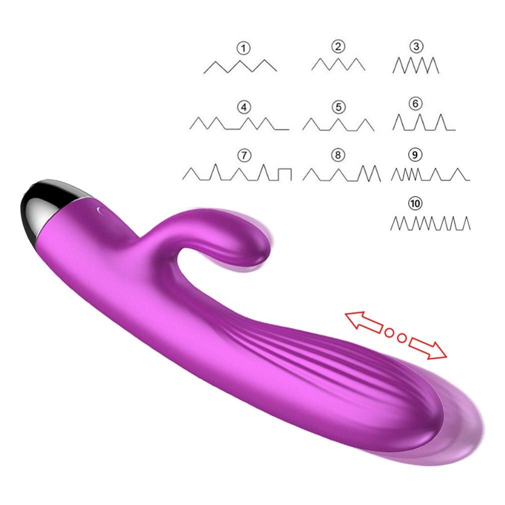 Purple Rabbit  Waterproof Usb Rechargeable 10 Modes Silicone Rabbit s
