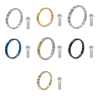 Italian Charm Store Italian Charm Bracelet 9mm Diy Original Bracelet 18 Sections Sliver Color, Gold Color, Black, Blue and Tools