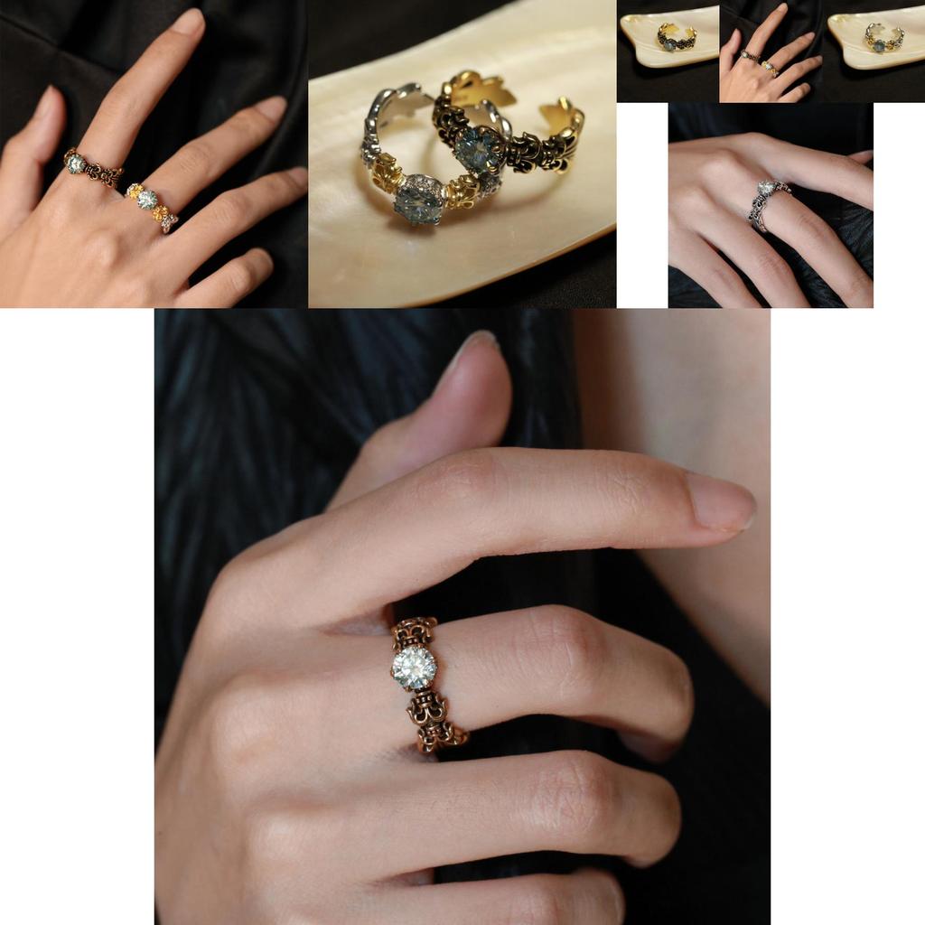 Unique And Trendy Iris Blue Moissanite Ring For Women Stylish Vintage Adjustable Design