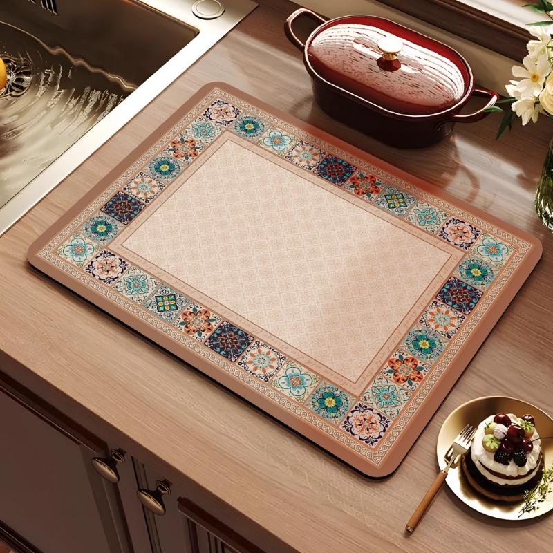 American retro kitchen countertop drain pad, diatomaceous earth absorbent pad, quick drying waterproof anti slip pad