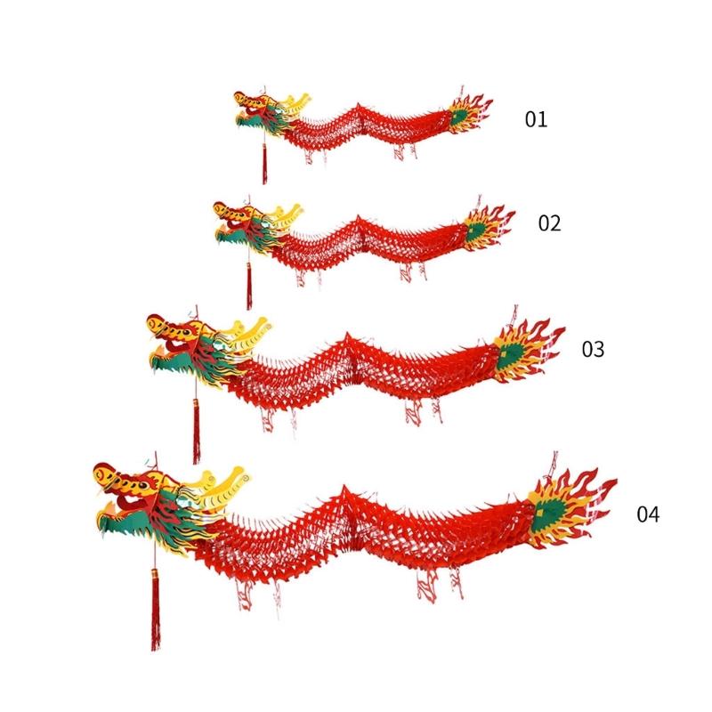 Chinese Cultural Decor Handmade 3D Paper Dragon Hamging Ornament for New Year Lantern Festival Celebrations