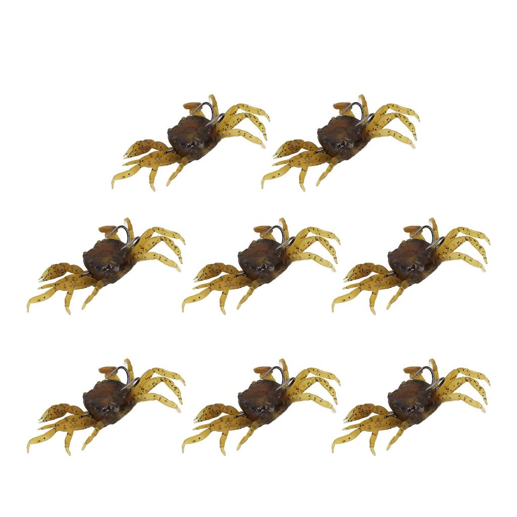 8Pcs Artificial Crab Bait 13cm 33.5g Simulation Crab Soft Lure Fishing Bait with Hooks for Freshwater Saltwater Yello
