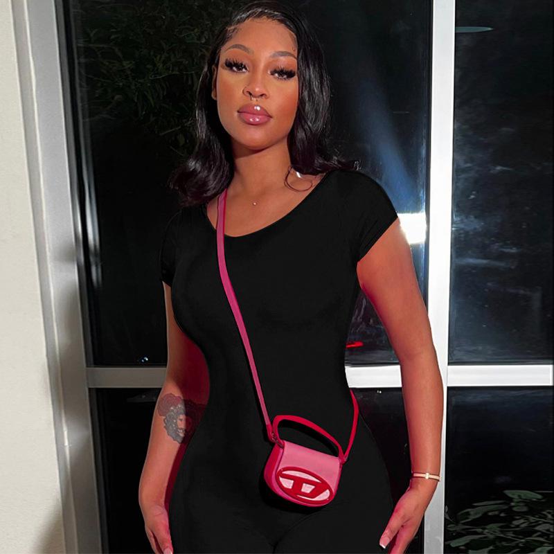 

Комбинезоны с открытой спиной, однотонные, с коротким рукавом, для женщин, осенние, облегающие спортивные леггинсы L