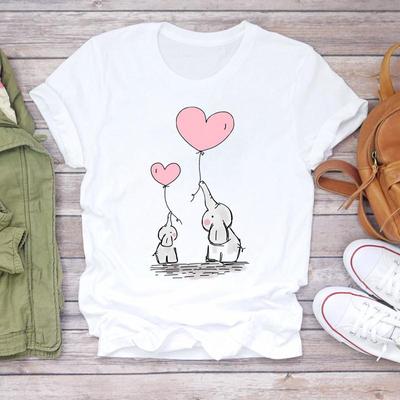 Tee Top Mode T-shirt Kleding Casual Olifant Liefde Nieuwe Aquarel Korte Mouw Dames Print Zomer Dame Vrouwelijke Grafische T-shirt