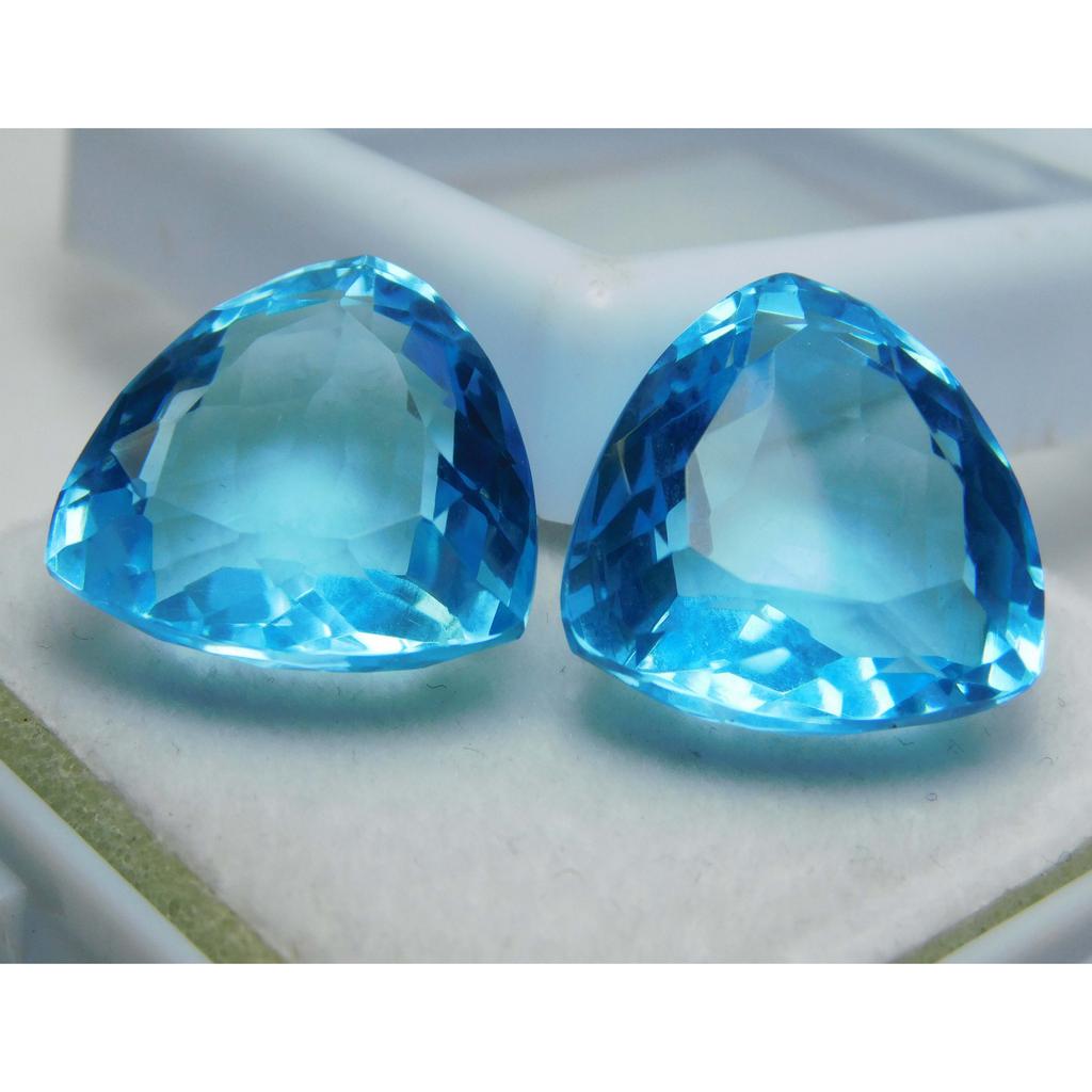 Ocean Blue Aquamarine 31 Ct Natural Trillion Loose Gemstone A++ Pair