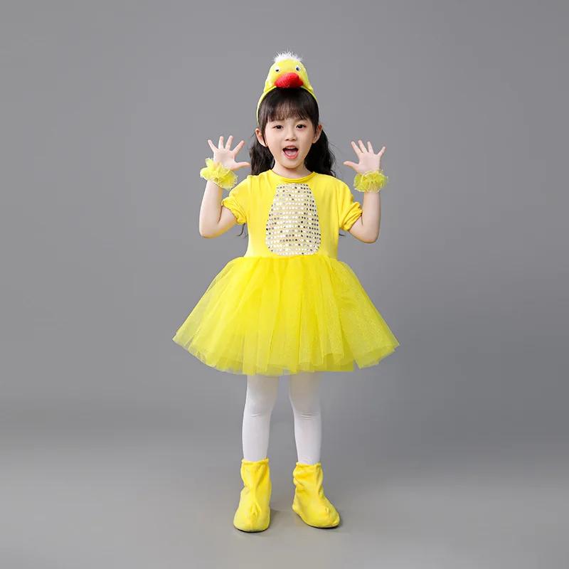 

Новый детский костюм для взрослых на Хэллоуин, утка, курица, цыпленок, юбка, пачка, желтый боди, наряд для танцев 110cm