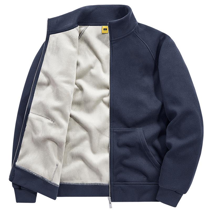 German Fleece Hoodie Men's Fleece Jacket Men's Loose Cardigan Casual Stand Collar Jacket Fleece