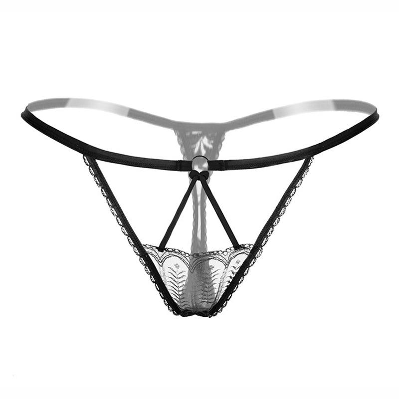 [Free Shipping] Sexy Thong, Hot Lace Embroidered Transparent Seduction Underwear, Women's Low Waist Hollowed Out T-back
