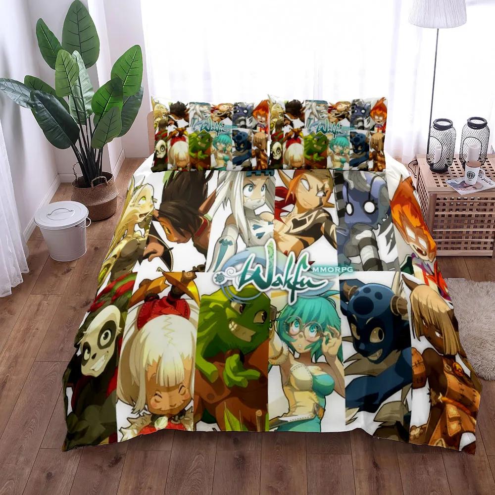 

New Wakfu Bedding Set Single Twin Full Queen King Size Bed Set Adult Kid Bedroom Duvet Cover Sets Wakfu 3D Print Bed Sheet Set EU Single(135*200cm)3pcs