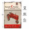 Retro Red Tractor with Exhaust Smoke in Countryside Scene Vintage Metal Wall Sign Decor Poster Frames Garage Living Room