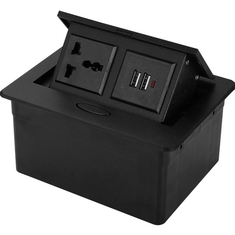 Silver European Standard Pop-Up Desktop Power Socket for Conference Tables and Kitchens (EU/German)