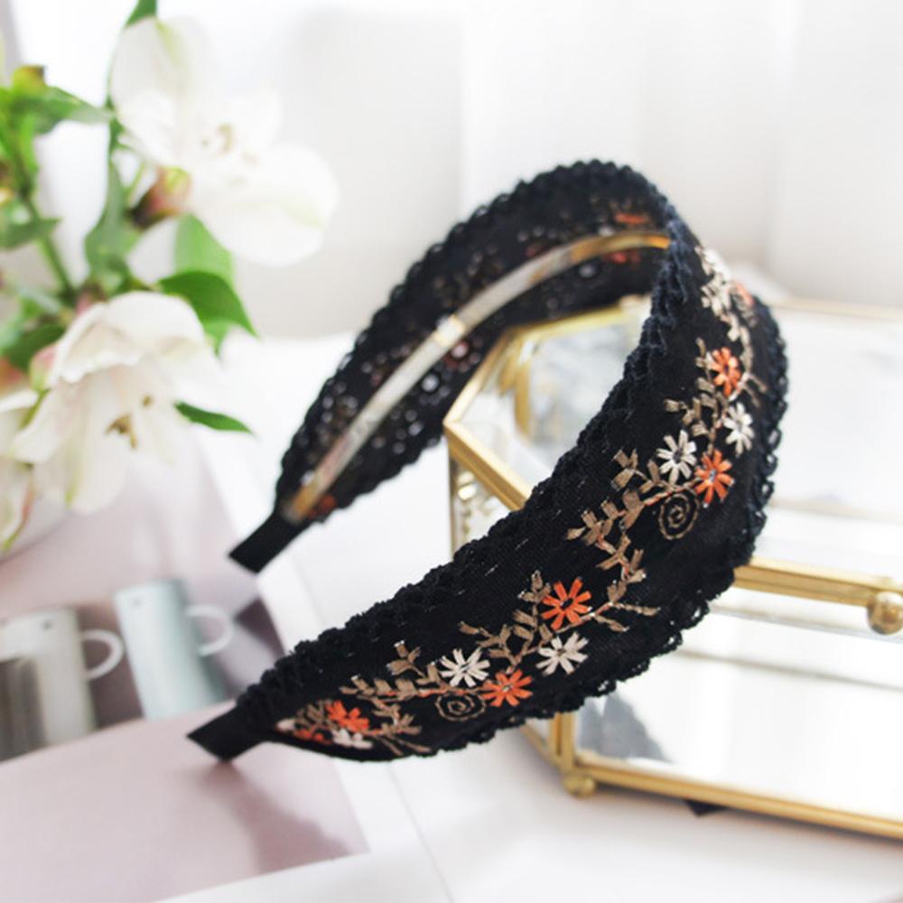 

Sweet Women Floral Vintage Retro Embroidery Hairband Headband Hair Hoop Hair Accessories чёрный