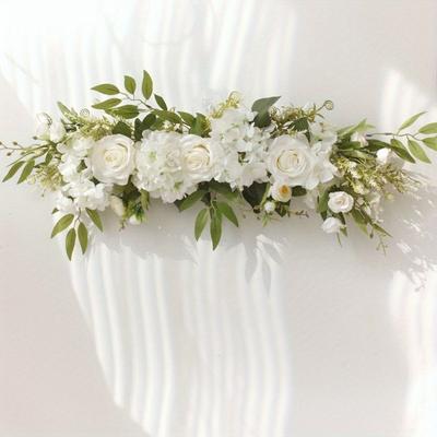 1 Stück Seidenblumenkranz Kunstblumenbogen Girlande Künstliche Pfingstrosen Rosen Blumen Simulation Türsturz für Zuhause Hochzeit Garten Tür Wanddeko