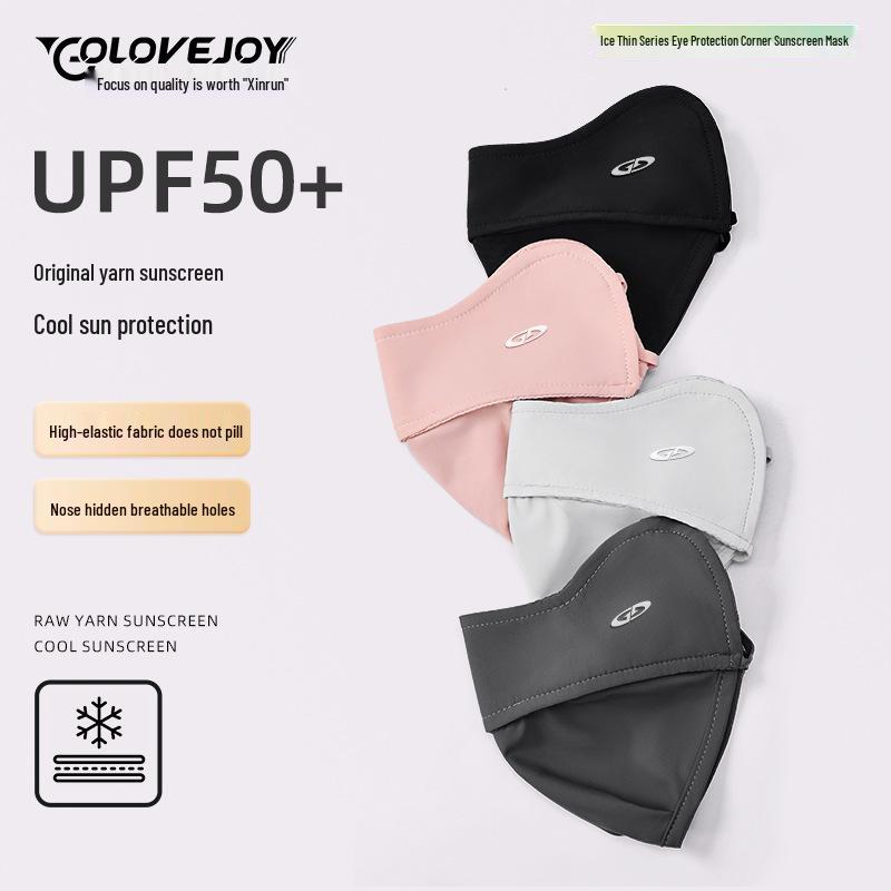 Unisex Gradient Blush Ice Silk Sunscreen Mask: Breathable & UV-Protective with Eye Corner Shield.