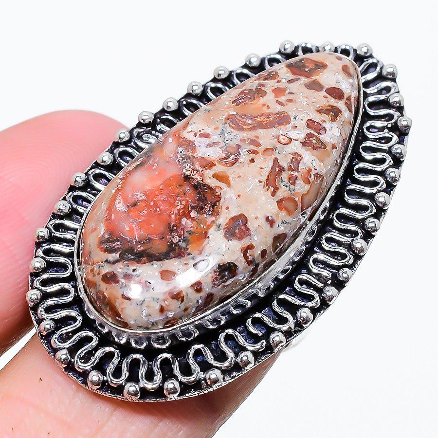 

Подарочное кольцо из стерлингового серебра 925 пробы с натуральным астероидом Яшма, размер 6,5 Z5i90