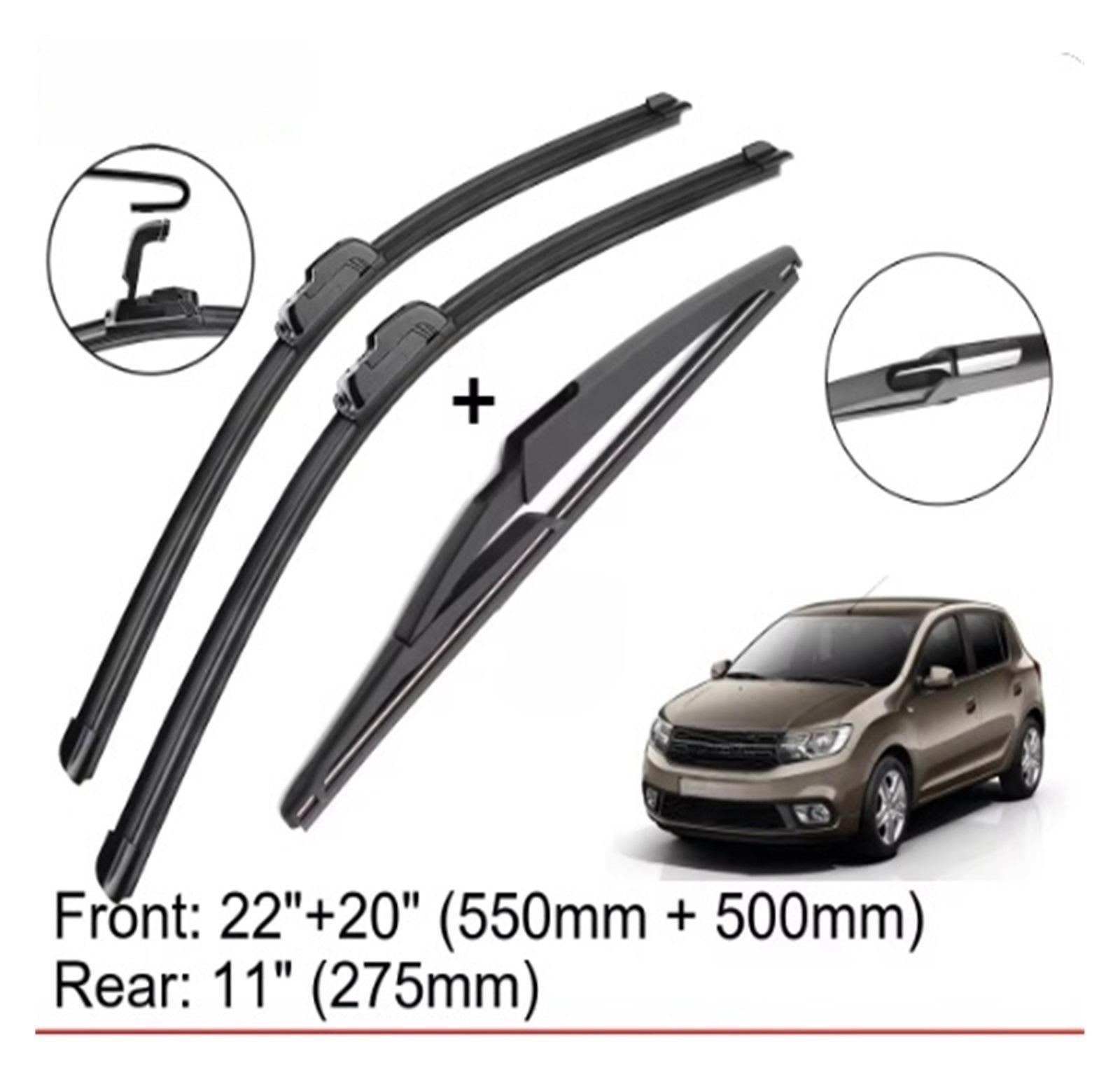 

For Dacia Sandero MK2 2012-2020 22 + 20 + 11 Front and rear wipers Wipers Wipers Wipers Dacia Sandero MK2 2012-2020 22 + 20 + 11