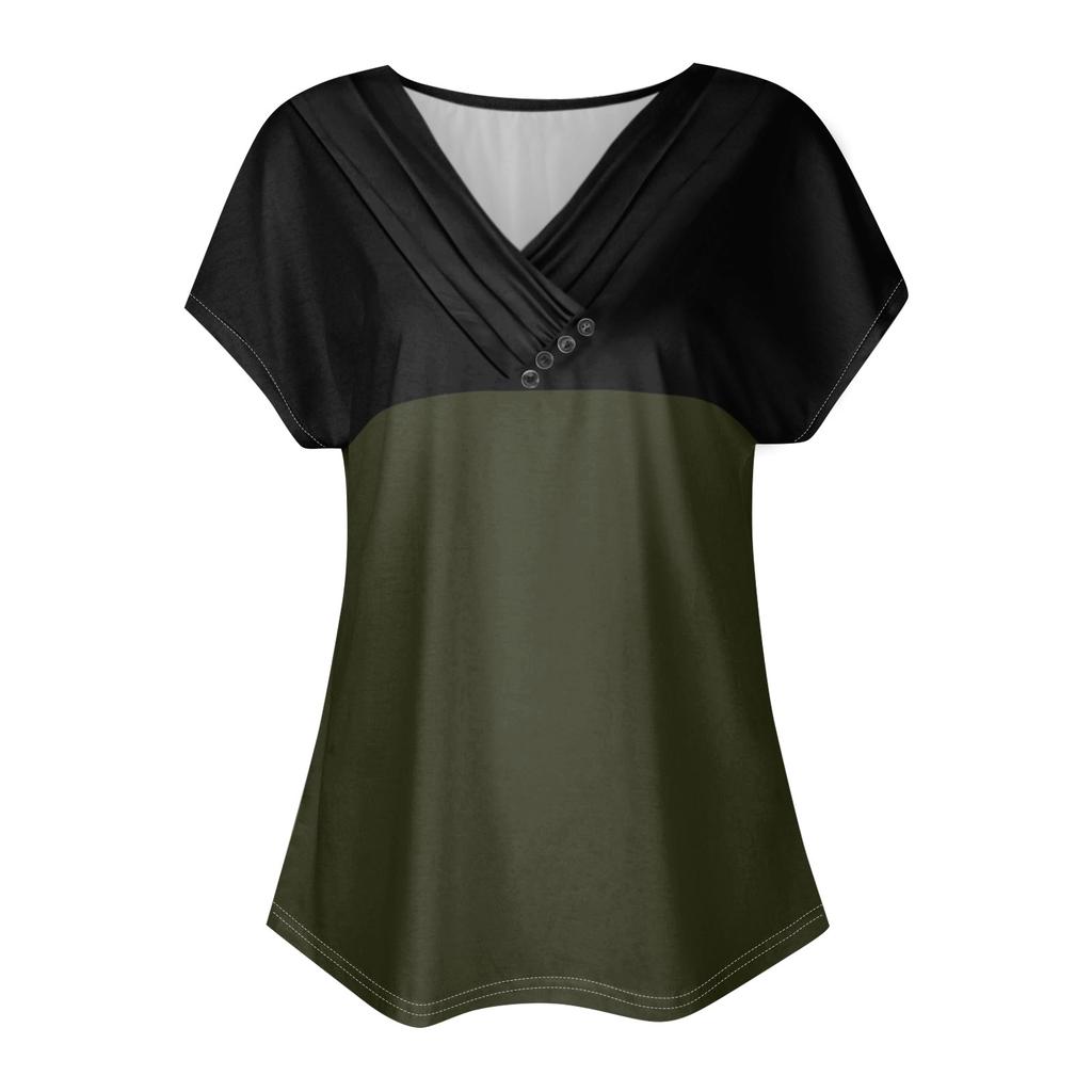 Summer Tops For Women Pattern For Women V-Neck Short Sleeve Comfy Womens Tops Oversized Tshirts
