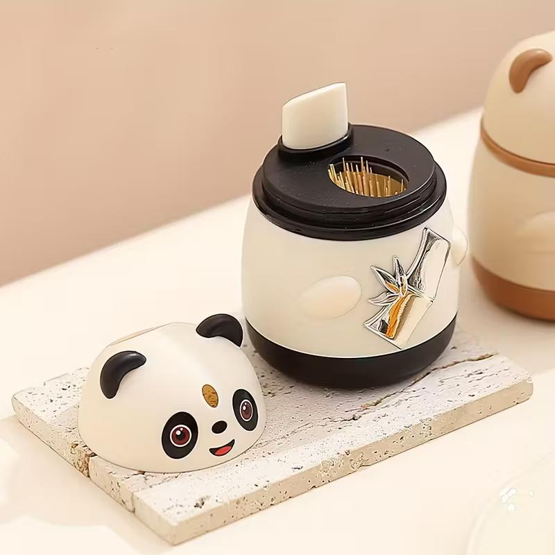2026 New Auto Pop-Up Toothpick Holder: Panda Cat Cartoon Design, Creative National Trend Gift for Christmas