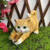 Solar Garden Cute Cat Statue with LED Butterfly Light Outdoor Waterproof Resin Sculpture for Porch Patio Balcony Lawn Yard Decor