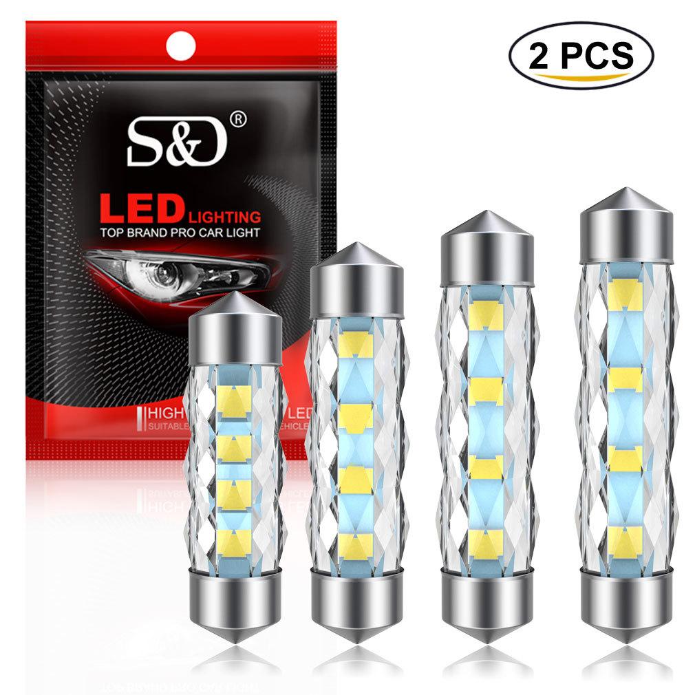 2 Piezas Bombillas LED C5W C10W 360° Canbus 31mm 36mm 39mm 41mm Festón 8SMD Led Luz Interior de Coche Domo Lectura Lámpara de Puerta 12V Auto 6000K Blanco
