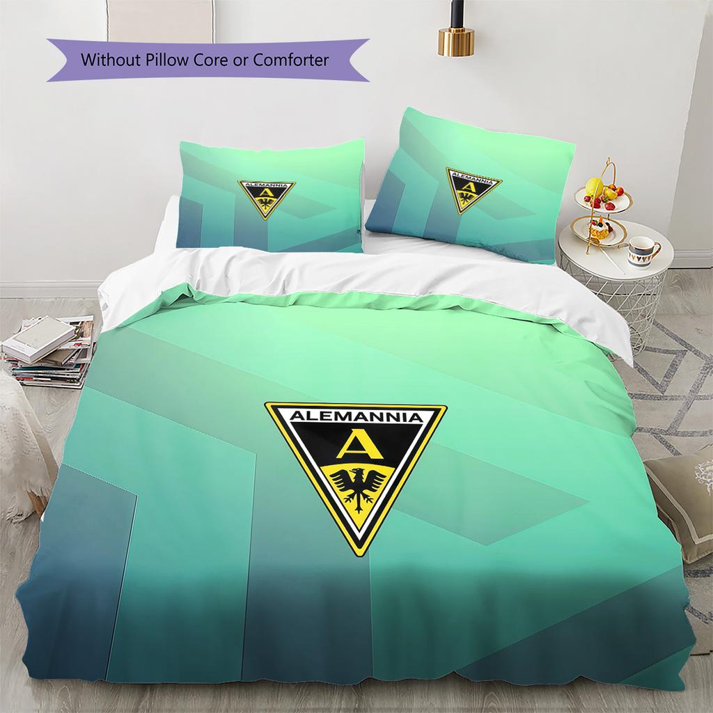 Alemannia Aachen Pattern Bedding Quilt Set Home Decoration Gift (1 * duvet cover + 2 * pillowcase without core).xwn