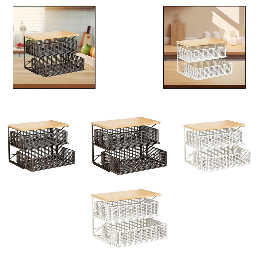 Coffee Station Organizer Coffee Bar Accessories Display Stand with Drawer Counter for Tabletop Countertop