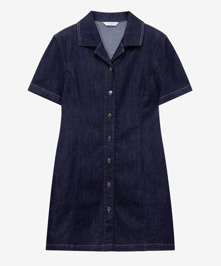 Mind Bridge Woman [W] Shirt-Style Collar Low Indigo Denim Dress