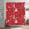 TU Shower Curtain Christmas Holiday Festive Winter Trees Snowflake Pattern Bathroom Decor Waterproof Fabric Xmas Home Decor