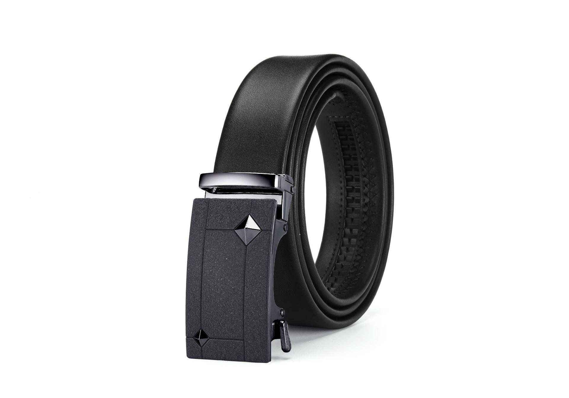 Men s High-End Automatic Buckle Leather Belt - Genuine Cowhide for Business & Casual Wear 115cm