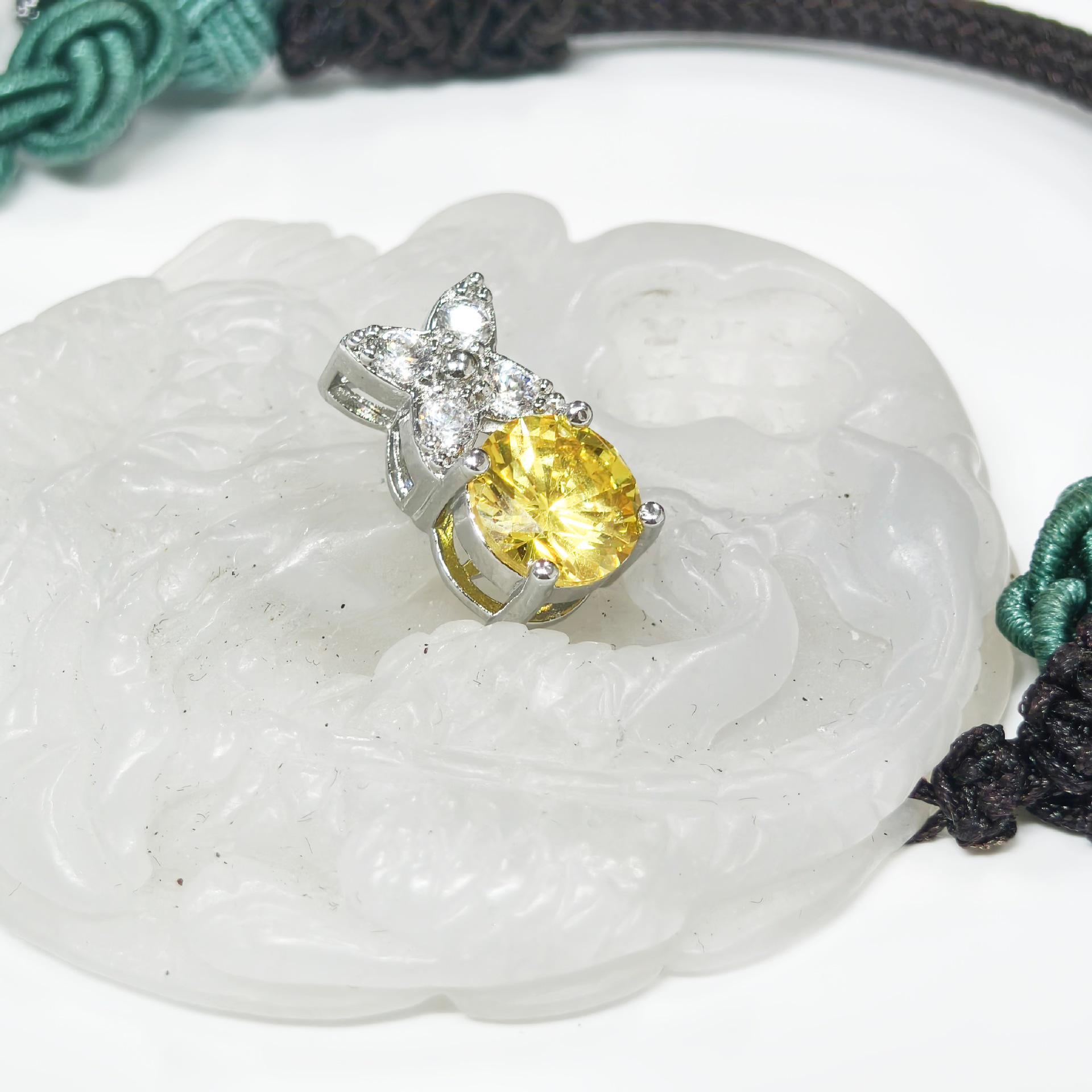 Gessen Versatile Bowknot Yellow Zircon Stud Earrings & Pendant Fashion Jewelry