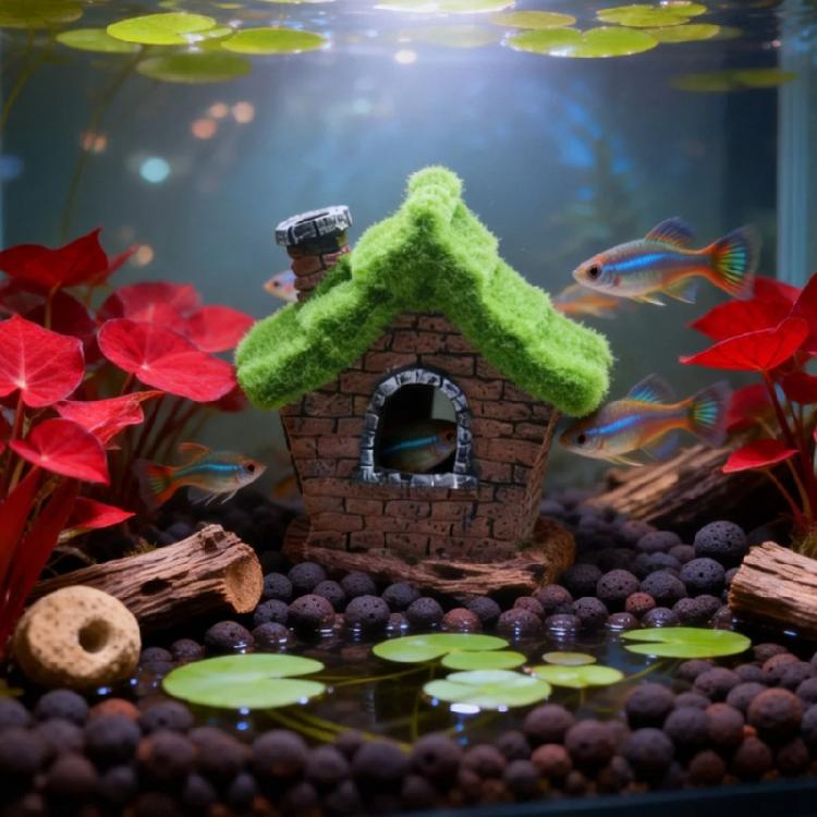 Unique Resins Cottage Fish Tanks Ornament Resins Artificial Shrimp Hide Cave For Creative Underwater Landscape