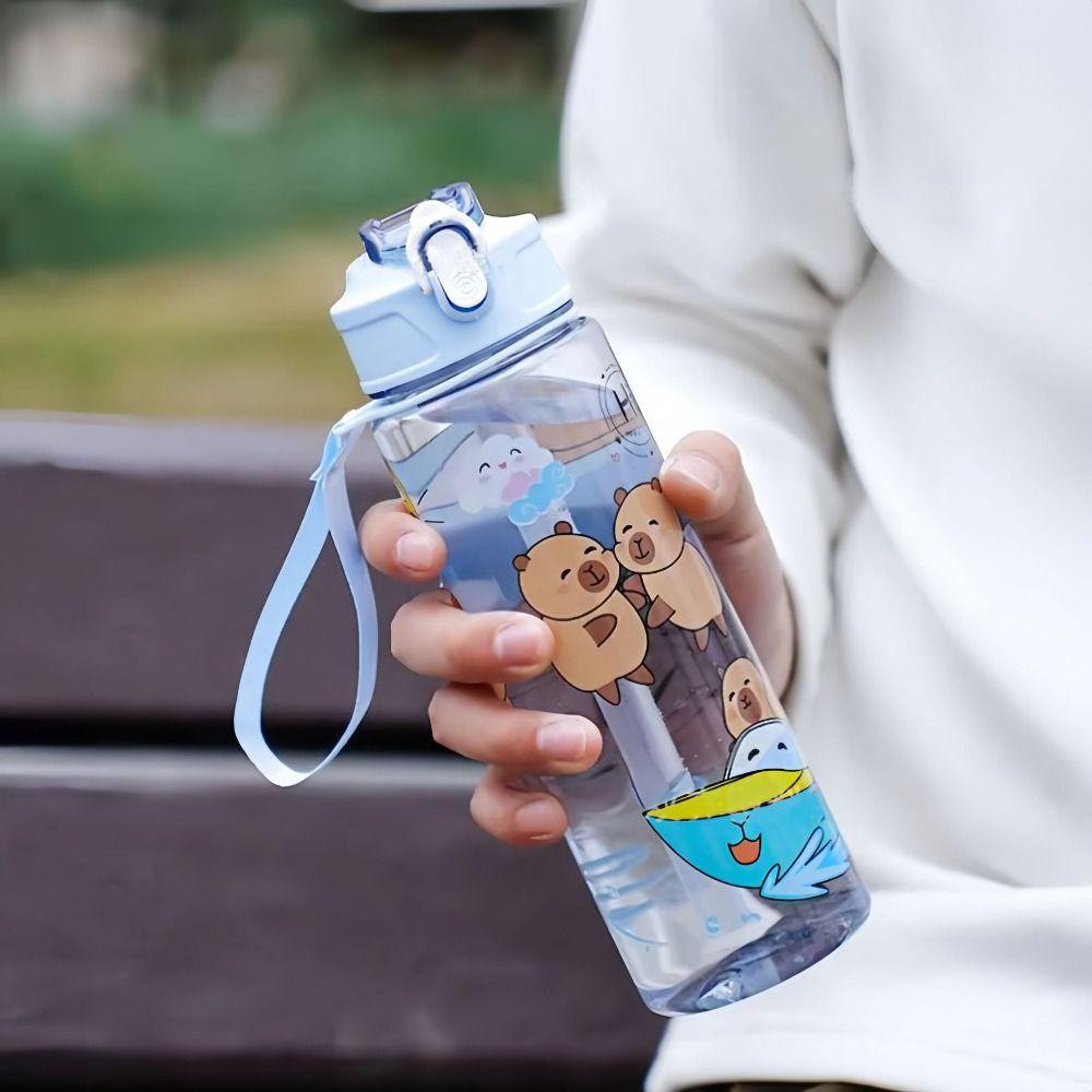 500ml Capybara Water Bottles Cute Capybara Drinking Bottle Transparent Plastic Cup  Juice