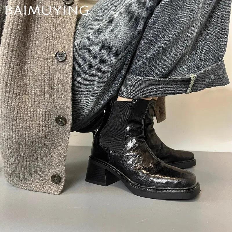High Heels Ankle Women Boots Chelsea Chunky Elegant Shoes Woman 2025 Trend Winter New Office Shoes Pumps Motorcycle Botas Mujer