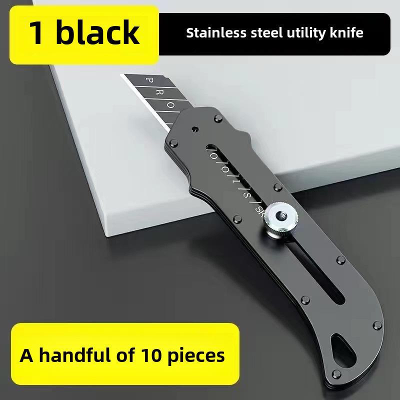 Heavy-Duty Stainless Steel Utility Knife - Large Industrial Grade Box Cutter