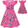 Kids Girls Anime Cartoon Printed Ruffle Sleeves O Neck Casual Dress Halloween Cosplay Costumes