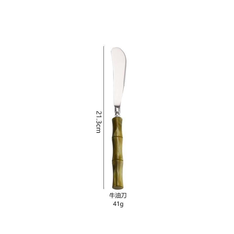 Acrylic bamboo 304 stainless steel tableware set, steak knife, fork, spoon dinnerware set 1pc/5-piece set